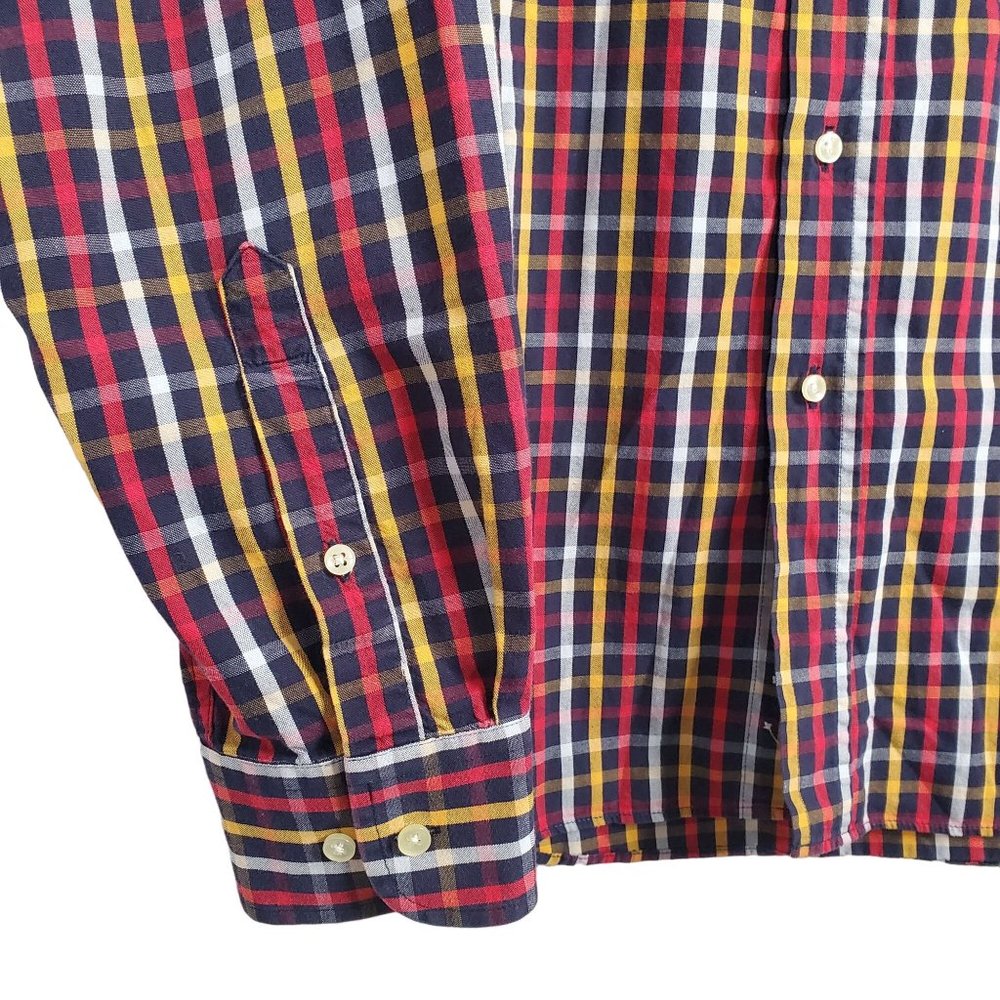 Christian Berg Stockholm Mens Size L Shirt Button Down 100% Cotton Plaid Navy - Picture 5 of 10
